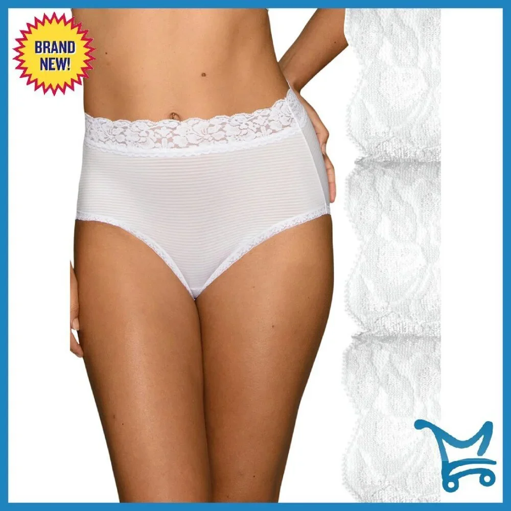Silky Lace Brief Panties 3-Pack, Superior Stretch, No-Pinch Waistband